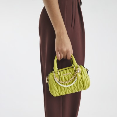 Green Quilted Mini Bowler Bag
