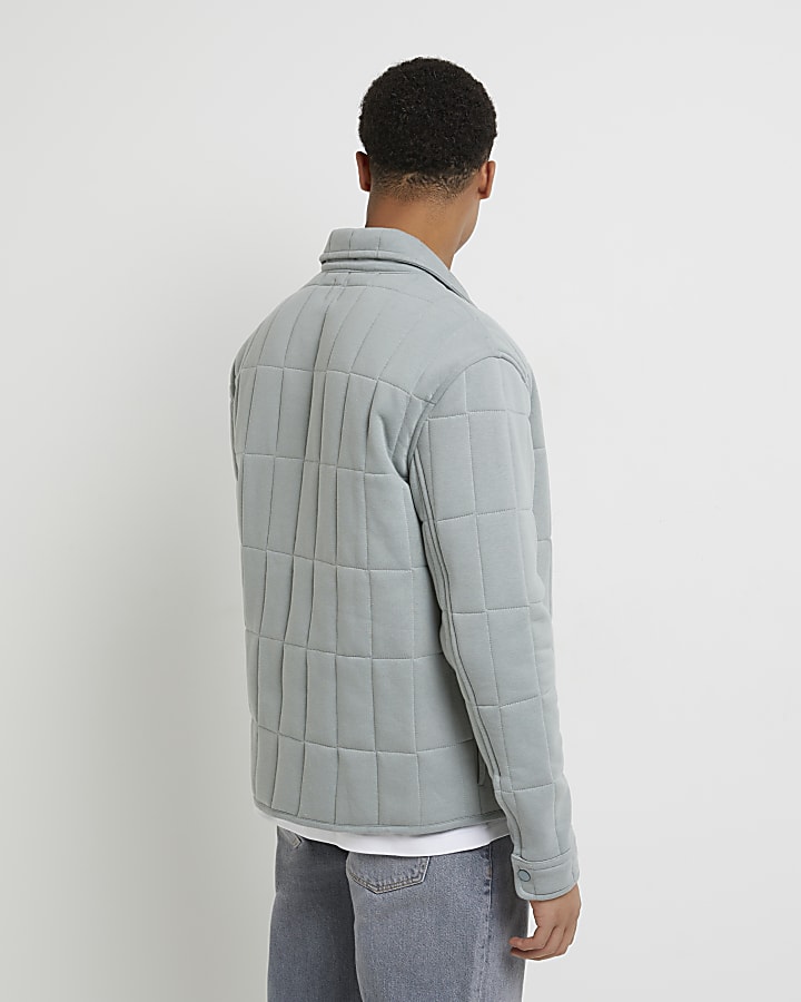 Green quilted shacket