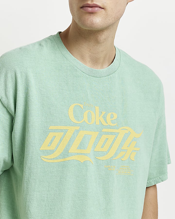Green Regular fit Coke graphic t-shirt