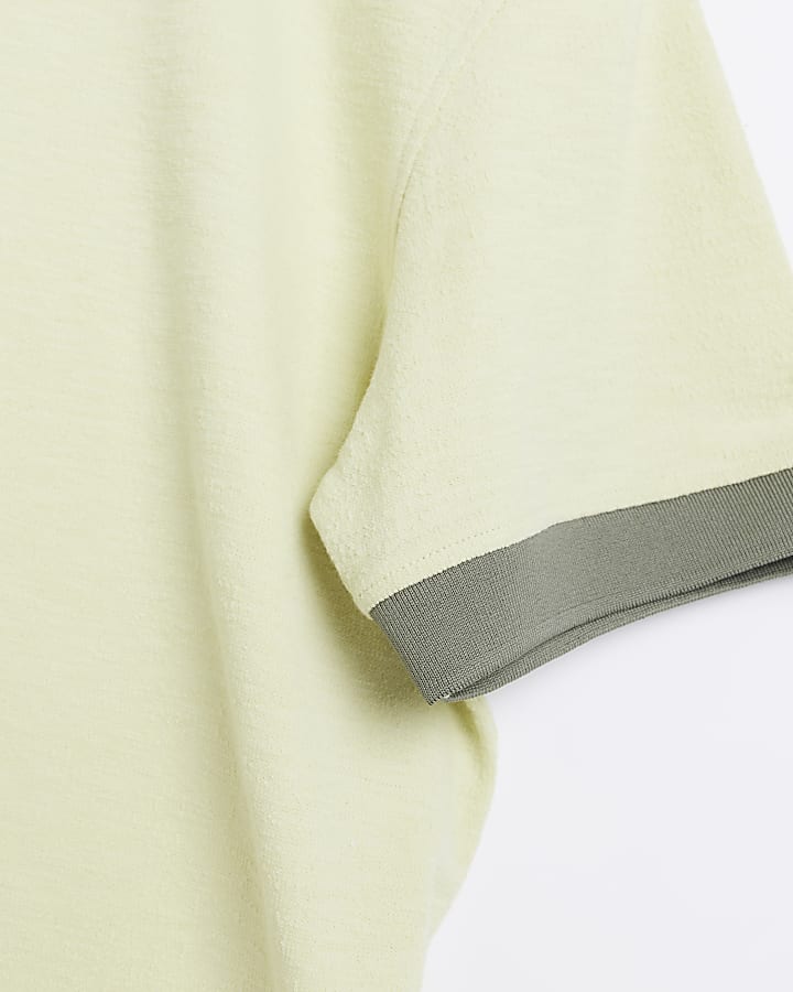 Green regular fit contrast detail t-shirt