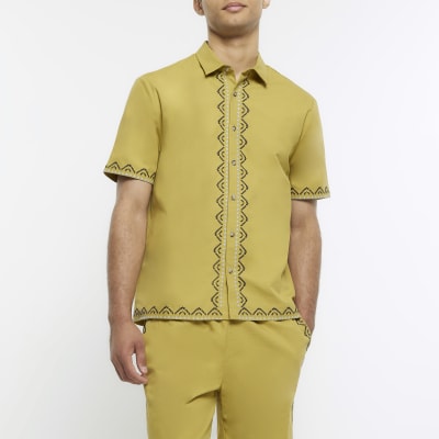 Green regular fit embroidered shirt River Island