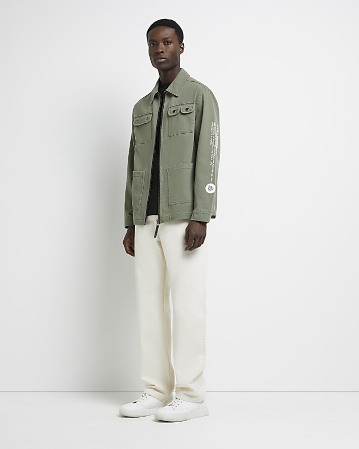 Green regular fit graphic jacket
