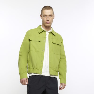 Green regular fit Harrington jacket River Island