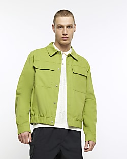 Green regular fit Harrington jacket