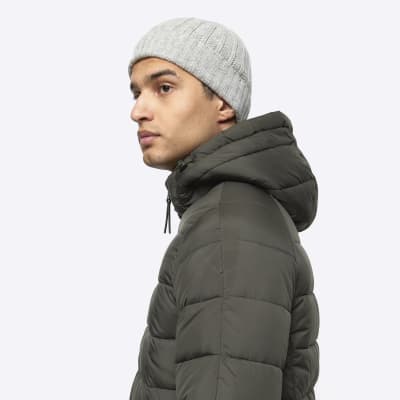 Green regular fit hooded puffer jacket River Island