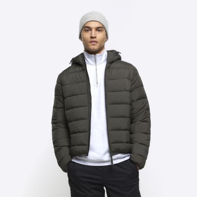 Green regular fit hooded puffer jacket | River Island