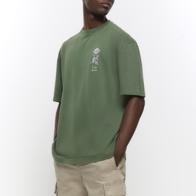 Green regular fit Japanese graphic t-shirt | River Island