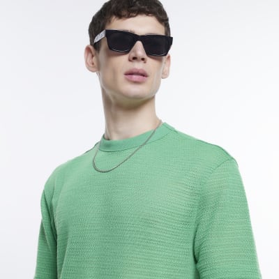 Green regular fit knitted tshirt River Island