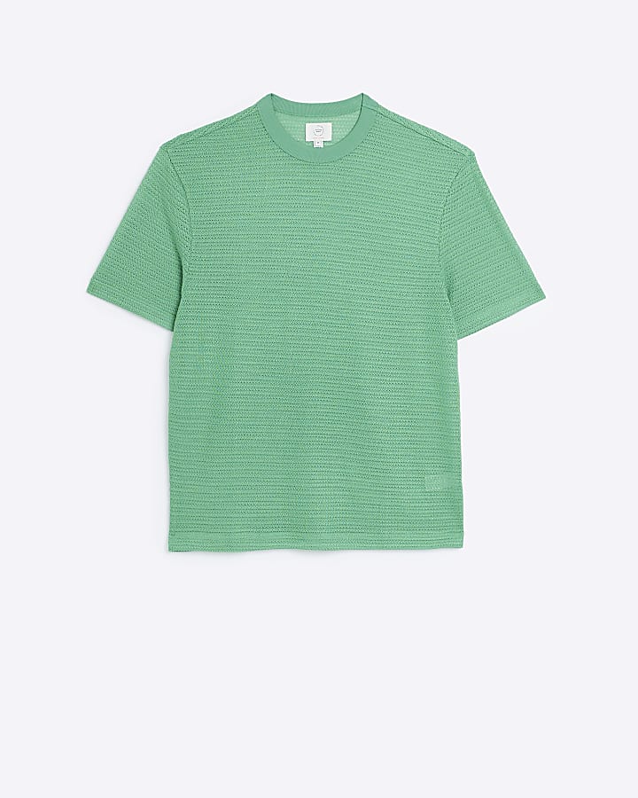 Green regular fit knitted t-shirt