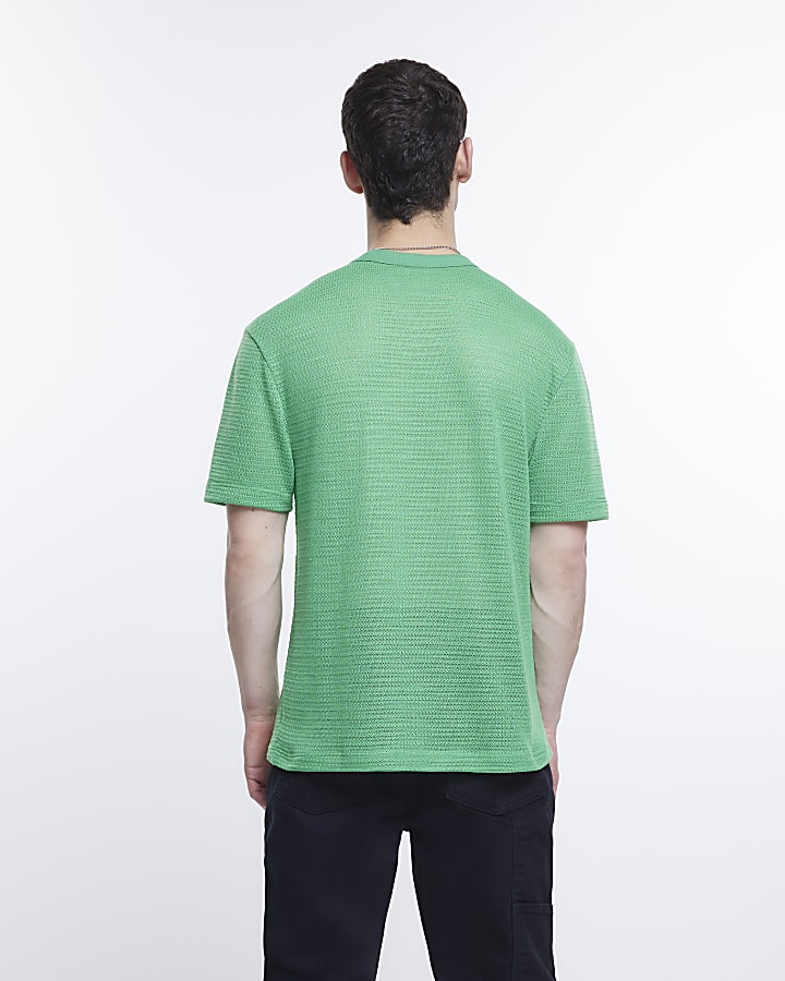 Green regular fit knitted t-shirt