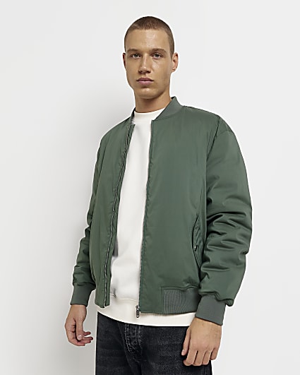 Green Regular fit padded bomber jacket