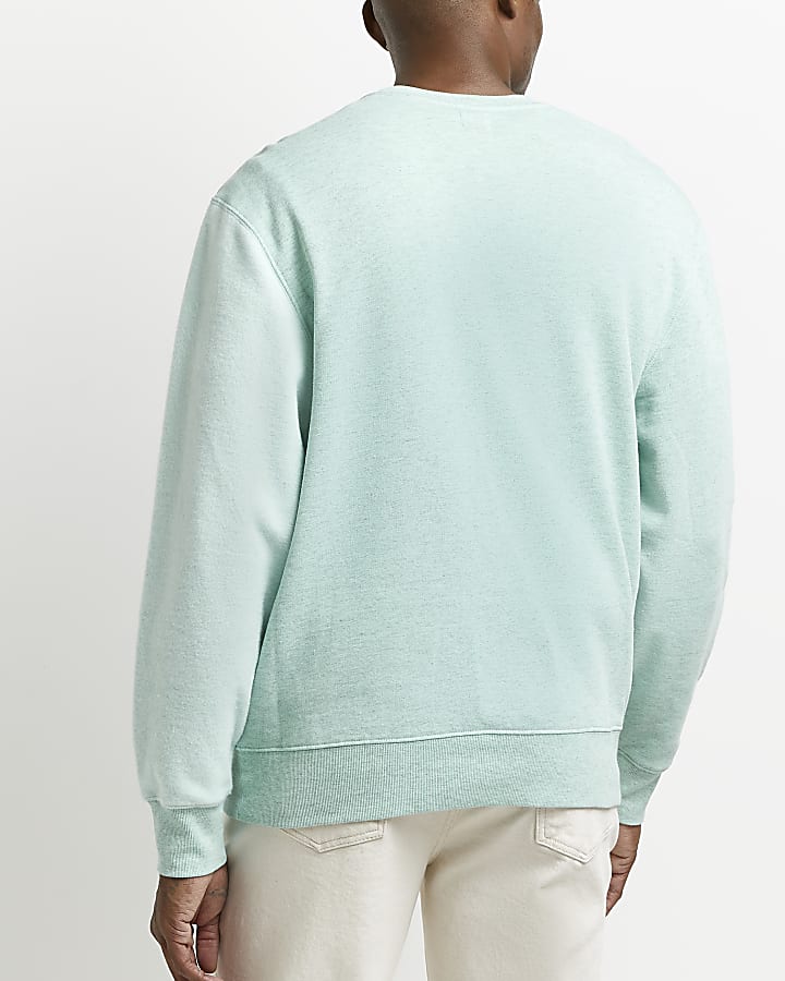Green regular fit patchwork sweatshirt