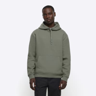 River Island monogrammed hoodie in black