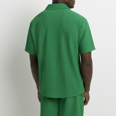 bright green plisse button front oversized shirt