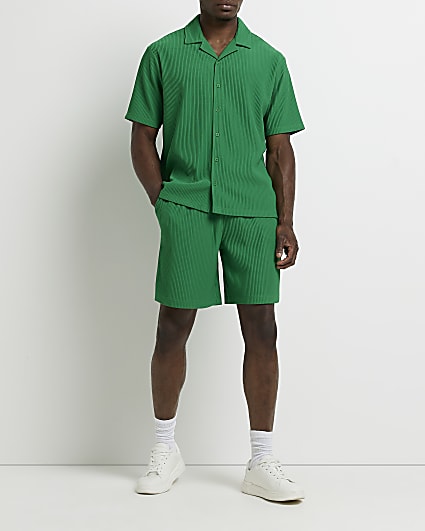 Green Regular fit Plisse Shorts