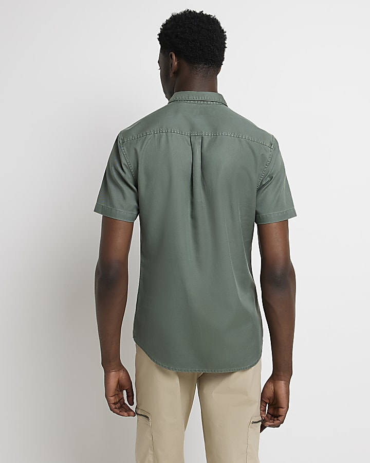 Green Regular fit Short sleeve Lyocell Shirt