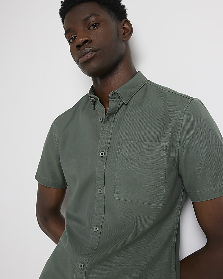 Green Regular fit Short sleeve Lyocell Shirt