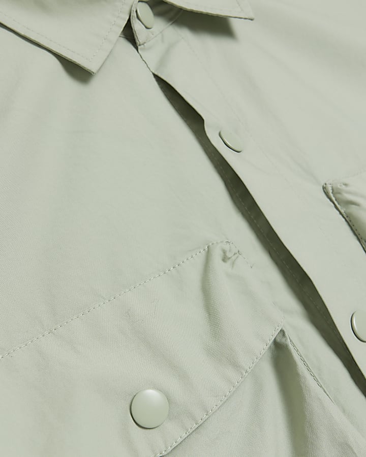 Green regular fit short sleeve utility shirt