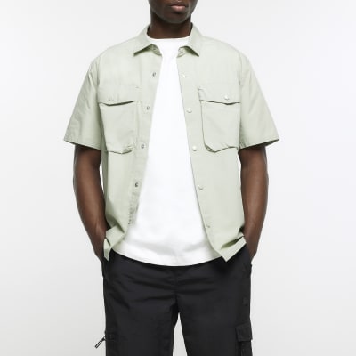 Green regular fit short sleeve utility shirt | River Island