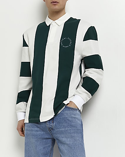 Green regular fit stripe polo shirt