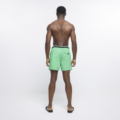 Green regular fit swim shorts