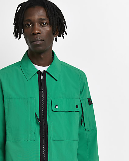 Green regular fit tech jacket