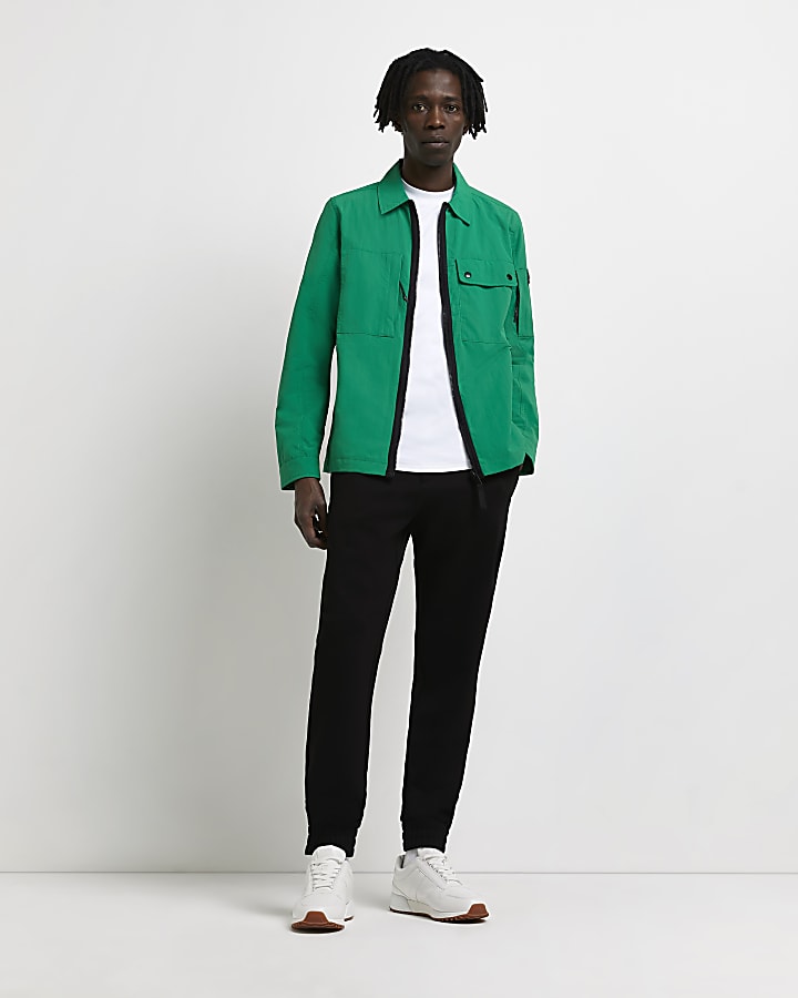 Green regular fit tech jacket