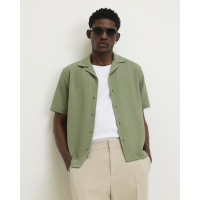 Green Regular Fit Textured Shirt