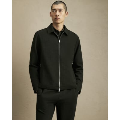 Green Regular Fit Textured Tracksuit Jacket