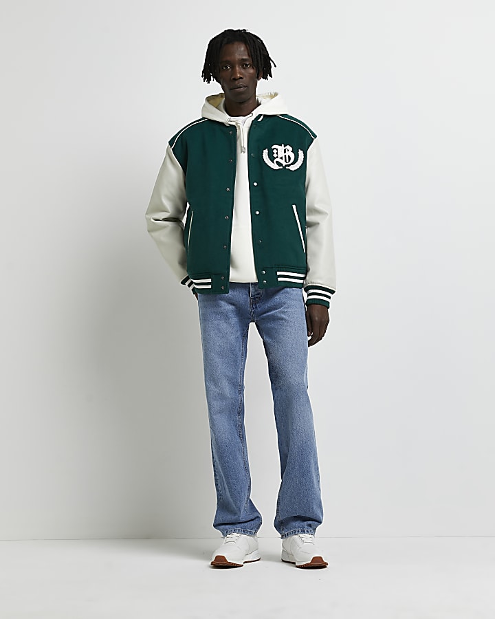 Green Regular fit Varsity Jacket