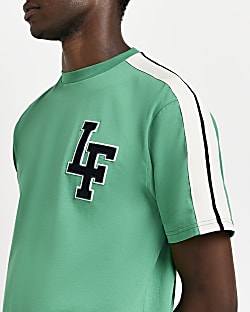 Green Regular fit varsity stripe t-shirt
