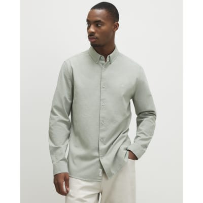 Green Regular Fit Washed Cotton Shirt
