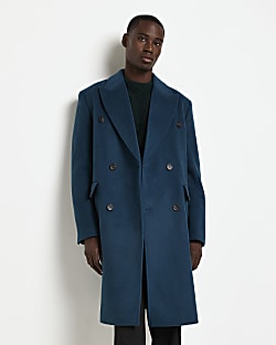 Green Regular Fit Wool blend Overcoat