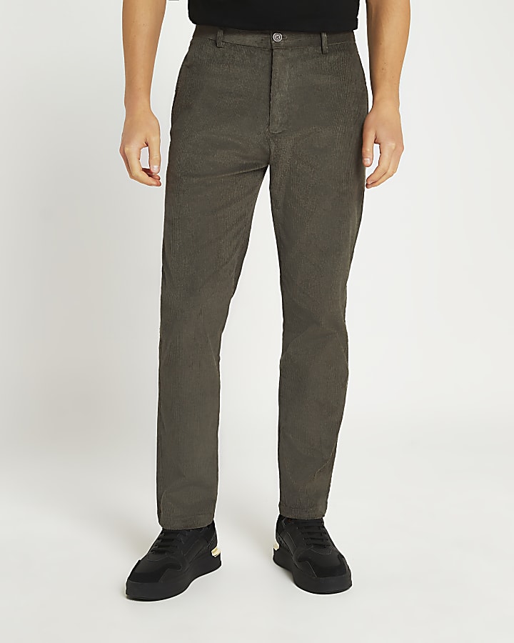Green relaxed fit cord trousers