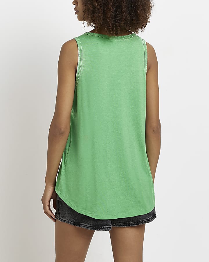 Green relaxed vest top