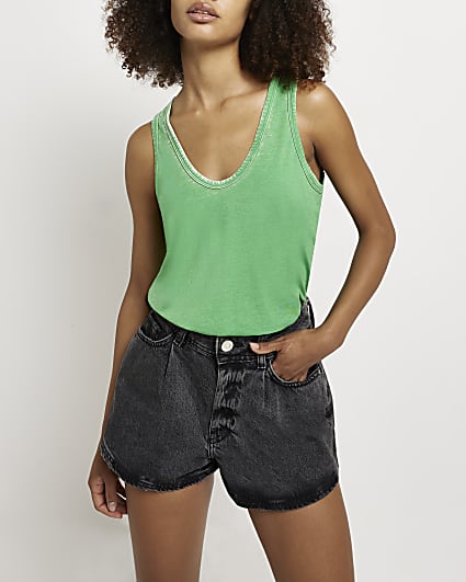 Green relaxed vest top