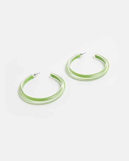Green resin hoop earrings