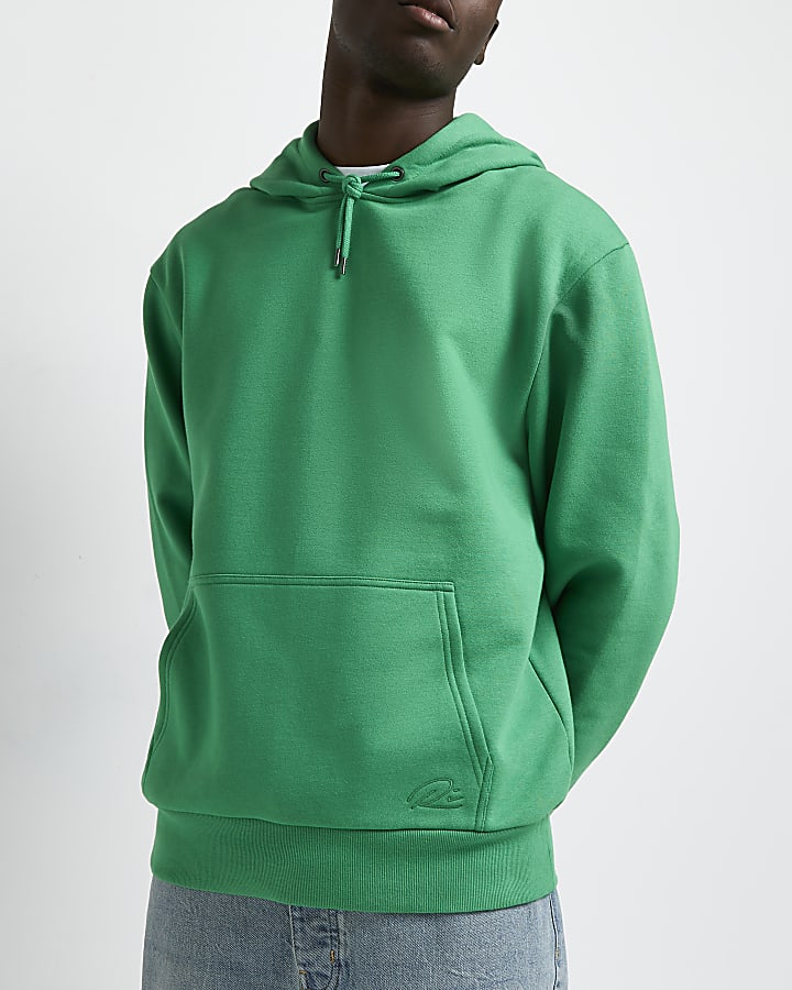 Green RI branded regular fit hoodie