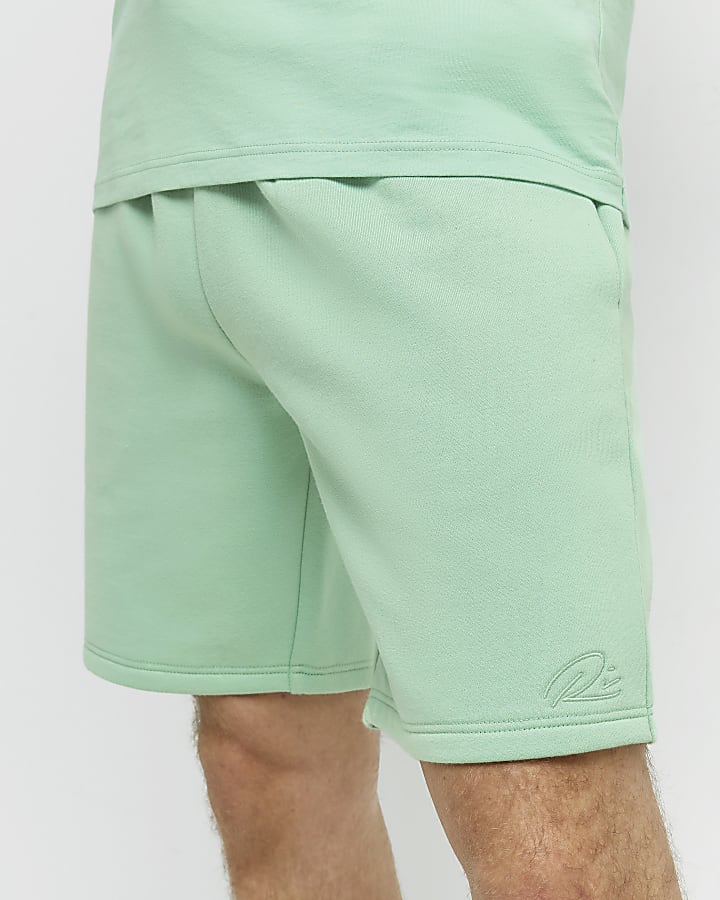Green RI branded slim fit jersey shorts