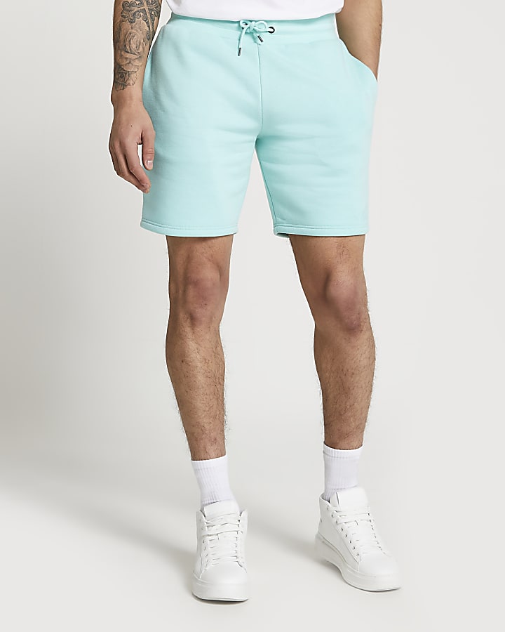 Green RI branded slim fit jersey shorts