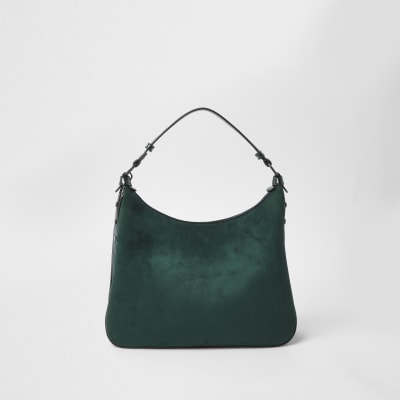 Green RI chain detail slouch handbag