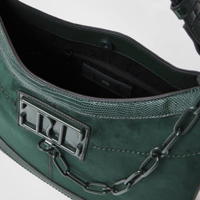 Green RI chain detail slouch handbag