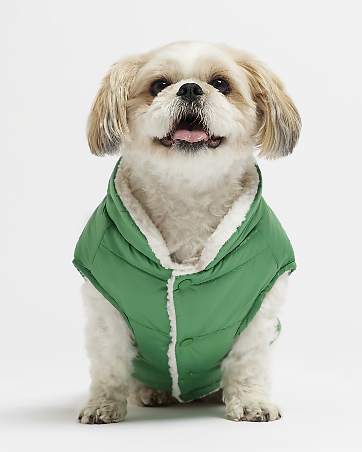 Green RI dog quilted padded gilet