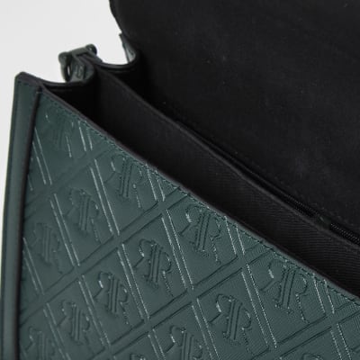 Green RI embossed satchel handbag