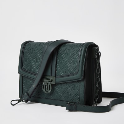 Green RI embossed satchel handbag