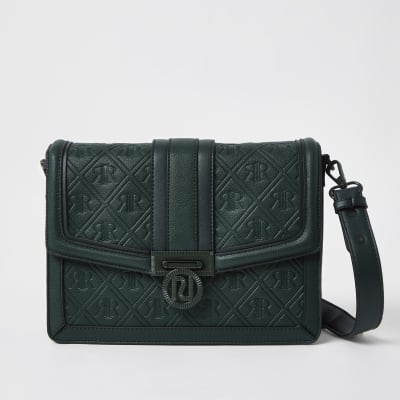 Green RI embossed satchel handbag