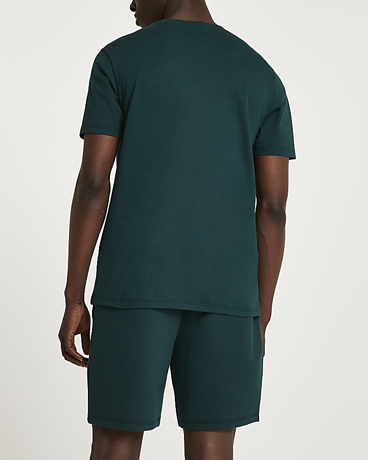 Green RI slim fit t-shirt and shorts set