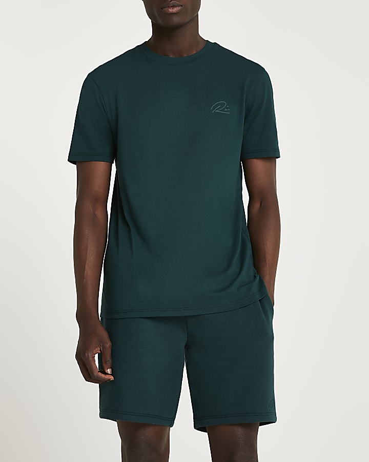 Green RI slim fit t-shirt and shorts set