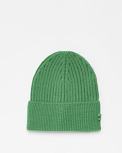 Green ribbed Fisherman Beanie hat
