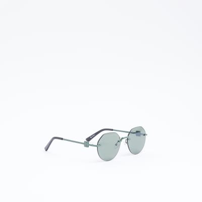 Green rimless round sunglasses